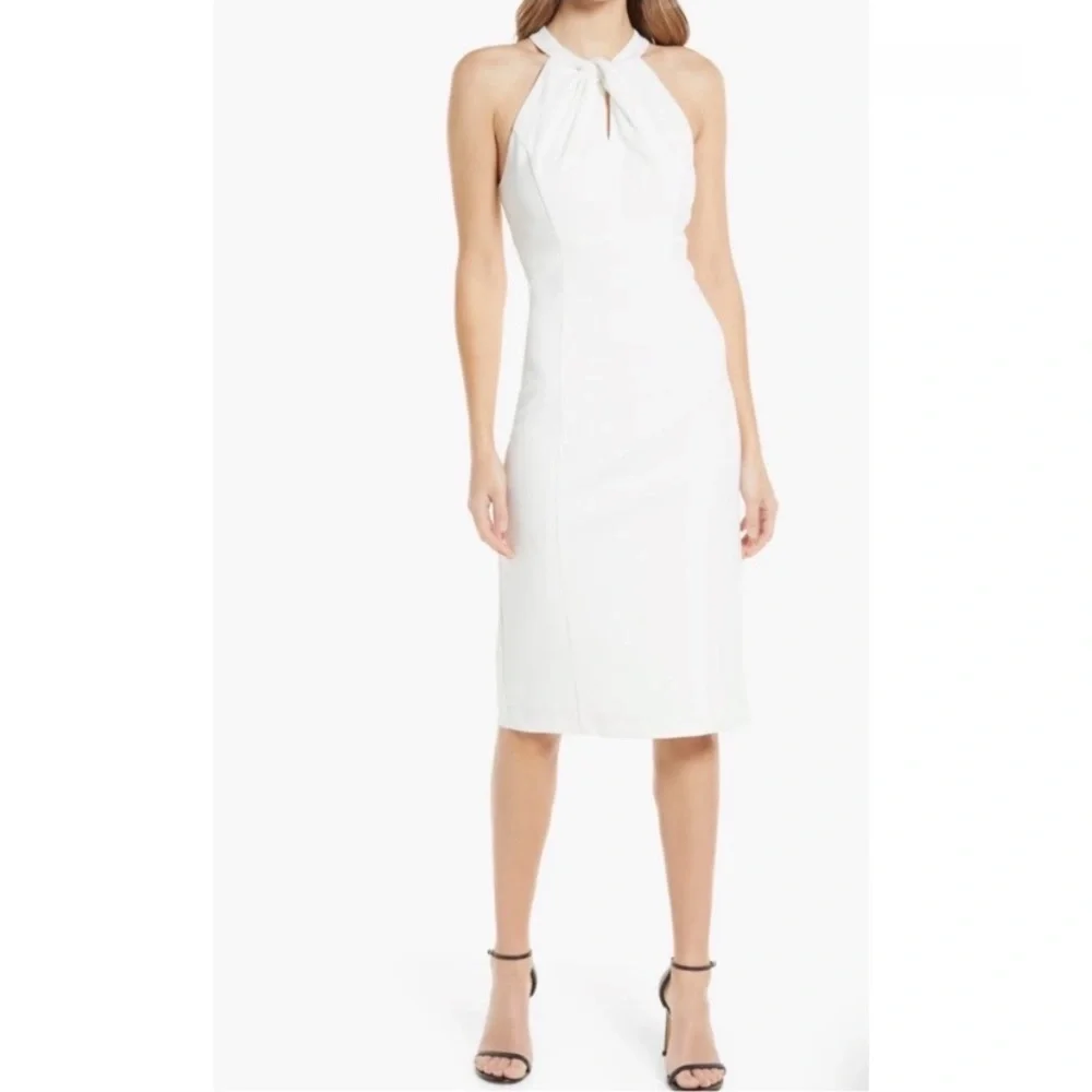 Julia Jordan White/Ivory Twist Front Halter Neck Sleeveless Sheath Dress
Size 2 - Picture 3 of 12
